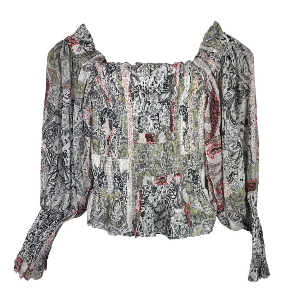 All Saints | Lara Makutu Soft Pink Gray Off Shoulder Top New